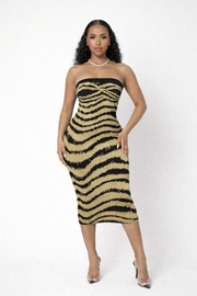 Black & Gold Naughty And Nice Fitted Dress
