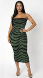 Black And Green Naughty & Nice Fitted Dress