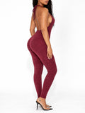 Washed maroon V cut Jumpsuit