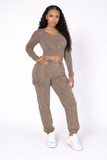Fly Gal Mocha Two Piece Pants Set