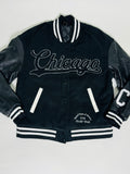 Black Chicago City Girl Varsity Jacket