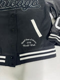 Black Chicago City Girl Varsity Jacket